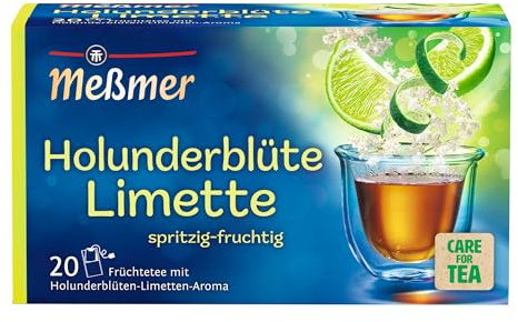 Meßmer Holunderblüte-Limette | 20 Teebeutel | Vegan | Glutenfrei | Laktosefrei
