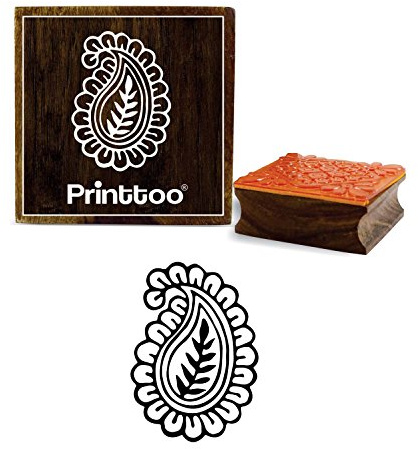 Printtoo paisley & bladmnster hantverk textil tryck fyrkantigt tr gummistmpl-2 x 2 tum