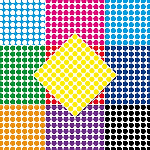 1000 Klebepunkte 12mm selbstklebend farbige Punkt Aufkleber PVC Deko Folie Etiketten Inventur (bunt)