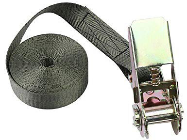 SuperTOOL, cinghia di tensionamento resistente a cricchetto per carichi pesanti, capacità di ancoraggio 800 kg, forza di rottura per attrezzature da prato, moto (1 pezzo, verde militare, 25 mm x 10 m)