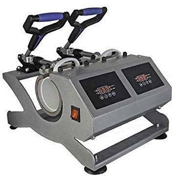 Mug Heat Press Machine for Sublimation Double Station Mugs Bottles Printing with Two Switches, Separate Time & Temperature Control, Two Cups at One Time