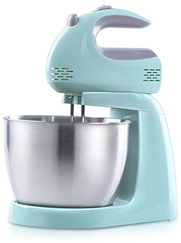 Sbattitore Elettrico Con Ciotola,Sbattitore Elettrico In Acciaio Inox 2 in 1 Sbattitore 5 Velocità con Funzione Turbo, 2 Battitori & Ganci per Impastare, 150 Watt