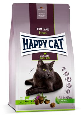 Happy Cat Sterilised Katzenfutter Weide-Lamm kastrierte Katzen, 1,3 kg | Katzenfutter für kastrierte Katzen und Wohnungskatzen mit Weide-Lamm, 84 % tierisches Protein, nur 10,5 % Fett, Krokette M