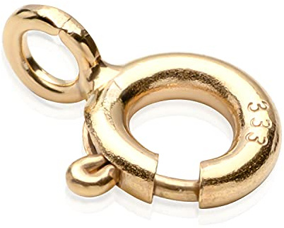 NKlaus Federring, Kettenverschluss Gold 333 Echtgold, Ø 5,4 mm, 1 Stück | Ersatzverschluss aus Gelbgold; Innenmaß 2,8 mm, kleiner Ring außen 3,1 mm und innen 1,7 mm