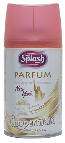 SPLASH | Spray Aromatizador | Recambio Automático | Ambientador Coopermatic Duradero, Refresca y Elimina Olores | Fragancia Fresca New York | Agitar Antes de Usar | 250 ml
