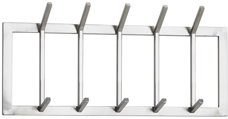 FineBuy Wandgarderobe Metall Silber 65 cm - Design Garderobenpaneel - Wand Garderobenleiste mit Hakenleiste - 10 Kleiderhaken
