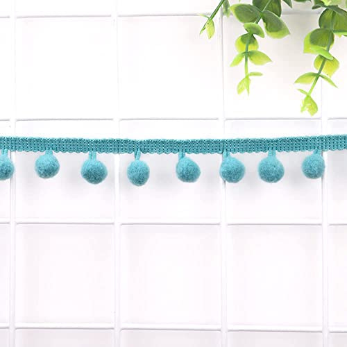 Duories 5 Yards 12mm Pompons Borte zum Basteln,Dekoband Mit Bommeln Bälle Pom Poms Fransenborte Zierband Dekoborte Nähzubehör für DIY Basteln Apparel Kleidung,Kostüme,Nähen,Dekoration,Blau