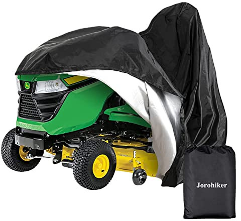 Riding Lawn Mower Cover, Heavy Duty 420D Oxford Outdoor Tractor Cover Waterproof UV Protection Lawn Mower Cover Fit Decks up to 54 with Drawstring and Storage Bag(72L X 54W X 46H)