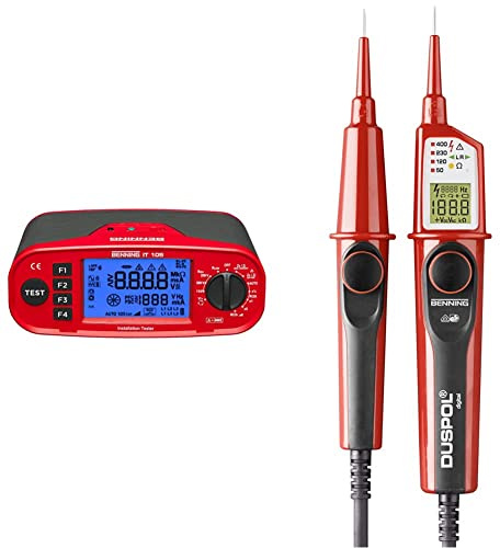 Benning 44105 IT 105 Installationsprüfgerät & DUSPOL digital Digitaler True RMS Spannungsprüfer (Prüfart 2-polig, Spannungsmessbereich 1 V - 1000 V AC/ 1200 V DC, Durchgangsprüfung) 50263