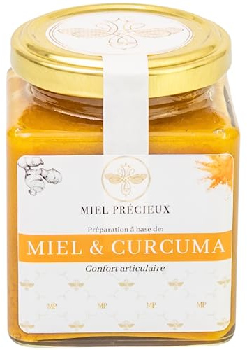 Miel y Cúrcuma + Pimienta Negra | Antiinflamatorio & Antioxidante | 100% puro y natural | Inmunidad y Articulación | 250g | Miel Precieux |