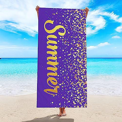 Epinki 70x150CM Strandtuch XXL Reise, Summer mit Pailletten Strandtücher aus Mikrofaser, Pool-Handtuch Badehandtuch Sauna Groß Strandhandtuch für Reise Urlaub Schwimmen - Gold Blau
