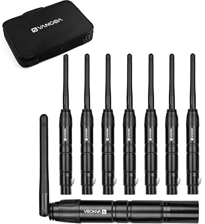 Vangoa Wireless DMX Controller Dfi DJ 2.4G 7 Receivers & 1 Transmitter Lighting Control with Bag, Adapter, for LED Stage Disco Party Bar Lighting Artistic Performances, Black