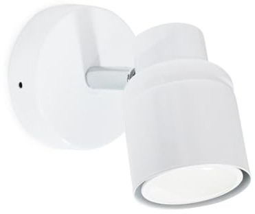 MiniSun | White Single Spotlight Adjustable GU10 Spotlight | Wall Spotlights, Home Décor & Improvement Essential | Mains Wired