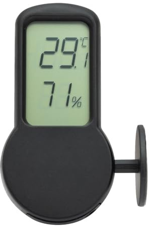 Reptile Thermometer, Digital Thermometer-/Hygrometer für Reptilienbehälter, unterstützt Fahrenheit und Celsius, Temperatur- und Feuchtigkeitsmessgerät mit Saugnapf für Terrarium Reptilienterrarien