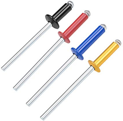 Schrauben, Muttern, Befestigungselemente, Nieten, Nieten, 200 Stück, Aluminium-Blindnieten, 1/8 Zoll x 23/64 Zoll, Kuppelkopf, blind, 5–7 Spalt, robust und langlebig (Stammlänge: Bule) (Größe: Bule)