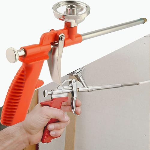 XUBX Schaumpistole, Professionelle Bauschaumpistole, Hochleistungs Bauschaum Pistole PU Expanding Foam Gun, Schaumspendepistole, Dosierpistole aus Metall,Rot