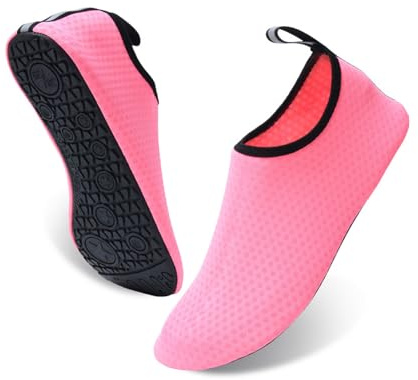 Water Shoes Beach Surf Diving Snorkeling Swim Barefoot Shoes Quick Dry Skin Socks for Men Women, Pink, 36-37
