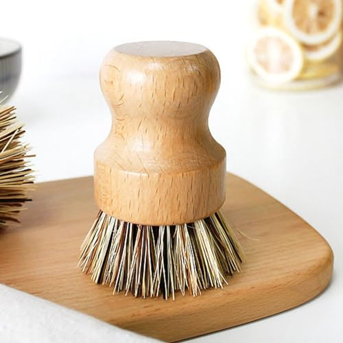 Palm Dish Brush, Washing up Brush with Short Handle Beech Wood Kitchen Brushes for Dishes for Kitchen Camping Cleaning or Any Pot Washing