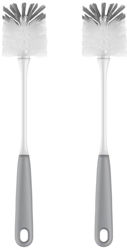 MR.SIGA Long Handle Bottle Brush, Bottle Brushes for Cleaning,Flexible Scrub Brush for Water Bottles, Glasswares, Mugs, Gray, 2 Pack