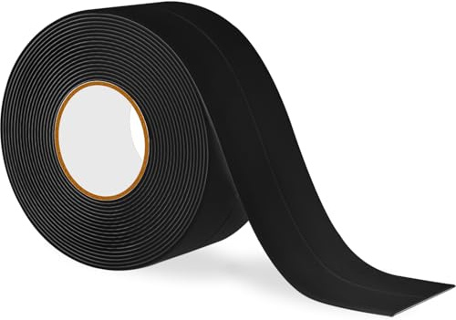 Rusoz Dichtungsband Selbstklebend Wasserdicht Schwarz,Abdichtband Selbstklebend Wasserfest Fugendichtungsband Anti-schimmel 3.2mx38mm mit Klebehilfe für Küche,badezimmer, Toilette, Wandecke