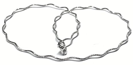 Kette 925/- Silber rhodiniert diamantiert Halsreif Collier Schliff gewellt 50cm