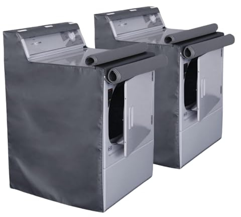Ericlin 2Pack Washer and Dryer Covers,Top Load Washing Machine Cover Laundry Dryer Protect Cover Dustproof Waterproof Zipper Design for Easy Use Fit for Most Front-loading Machine(W29D28H43in) (Grey)