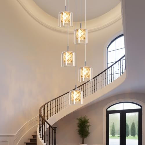 CBJKTX Pendelleuchte Esstisch Hängelampe 150CM G9 Kristall 5 Flammig | Modern Hängeleuchte Höheverstellbar Esszimmerlampe für Treppenhaus Wohzimmer Esszimmer Küche (ohne Leuchtmittel)