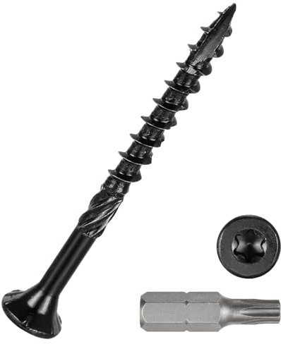 DTGN #8x2 Deck Screws - 100Pack - Good for Decks, Fences, Frames, Farms, Outdoor Furniture - Carbon Steel Wood Screws Decking Screws Epoxy Coated W/ T25 Torx Star Drive Bit - Black