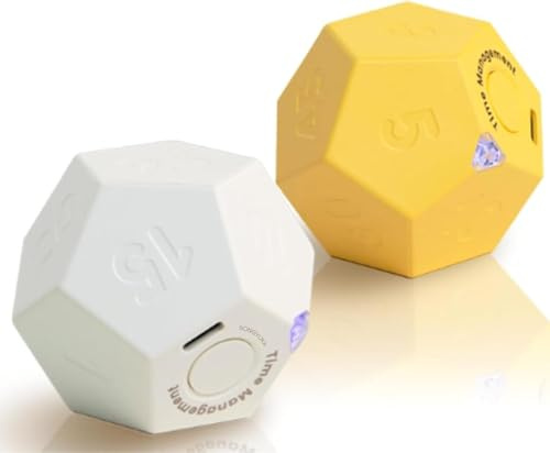 TOSBARRFT Minuteur Rotatif Pomodoro - Minuteur de productivité Rechargeable (Jaune & Blanc)