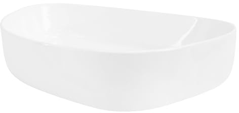 LuxeBath Waschbecken Keramik 550 x 420 x 140 mm oval, Weiß glänzend, Aufsatzwaschbecken für Badezimmer und Gäste-WC, Aufsatzbecken im modernen Design, Waschtisch Waschschale Waschplatz Handwaschbecken