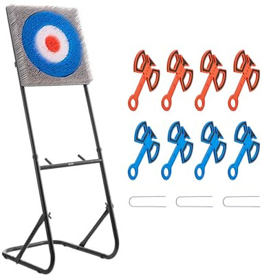 VEVOR Axe Throwing Game, Plastic Bristle Target with 8 Throwing Axes Set, Foldable Steel Frame, Easy to Store, Stable Placement for Indoor and Outdoor, Backyard, Yard and Carnival Games, Adults Kids