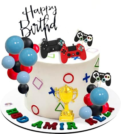 Decoración para tartas con temática de Game Boy Happy Birthday, para fiestas de cumpleaños, cumpleaños infantiles, fiesta de cumpleaños para niños