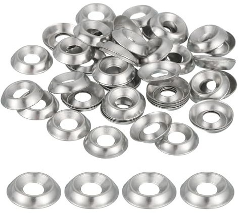 QUARKZMAN 100 Stück Konische Senkscheiben #6, Becherförmige Unterlegscheiben Edelstahl Zierscheiben für Senkkopfschrauben, Silber Senkkopf Beilagscheiben Set für Schrauben Zubehör