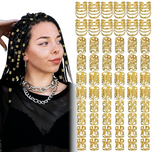 100 stycken hårsmycken i guld dreadlocks smycken hårsmycken tillbehör justerbar gyllene hårprydnad för flätor ringar för hår hårpärlor att klämma hårtillbehör hårringar Braid festival