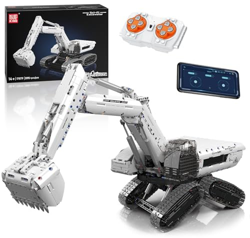 Mould King 17079 Technik Ferngesteuert Bagger Bausatz Bausteine Raupenbagger Klemmbausteine Autokran LKW Bauspielzeug mit Motor Geschenk für Erwachsene(3195 Teile)