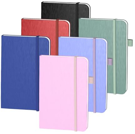 ONAVIA A6 Liniertes Hardcover Taschen-Notizbuch 6er Pack, 80 Blatt | 160 Seiten, 10,5 × 14,8 cm, Hardcover, Liniert, Notizbuch für Arbeit, Schule und Reisen