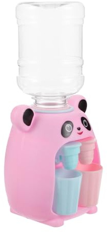 UKCOCO Mini Dispensador de Agua Rosa para Diseño Panda Juguete Seguro y Realista de Doble Salida para Casa de Muñecas y Escritorio