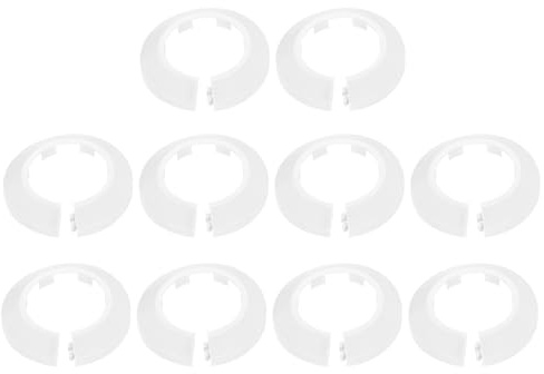 QUARKZMAN 10pcs Cache-Tuyau à Bride Décoratif 1.57 (40mm), Blanc | Collier En Élastique à Clipser Cache-Trou Mural Pour Évier Tuyau Radiateur Collier Pour Salle De Bain Cuisine Étoilettes