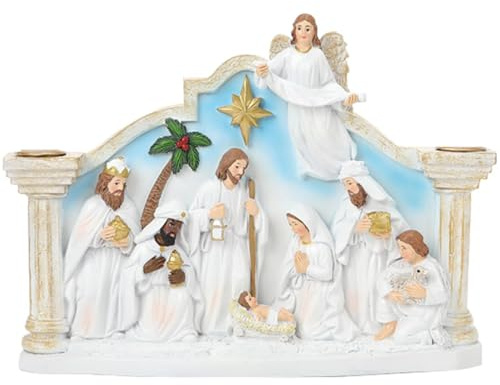 Escena de la Santa Familia de Resina de Navidad Centros de mesa Advenimiento Candelabro Figuras de la Sagrada Familia para Calendario de Adviento de Navidad