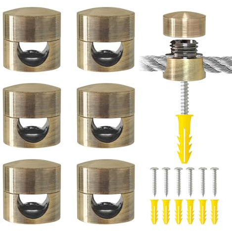 Thatyro Lot de 6 clips d'ancrage robustes en aluminium pour câbles de bureau, clips de rangement de fils métalliques de qualité supérieure, support de cordon de chargeur, rangement des fils pour table