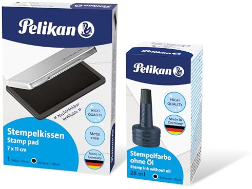 Pelikan 331777 Stempelkissen Gr. 2, getränkt, Schwarz, 7 x 11 cm + Stempelfarbe