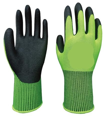 Generico Guanti da lavoro giardinaggio Nylon Spandex Verde fluorescente Nitrile rivestito in microschiuma(S)
