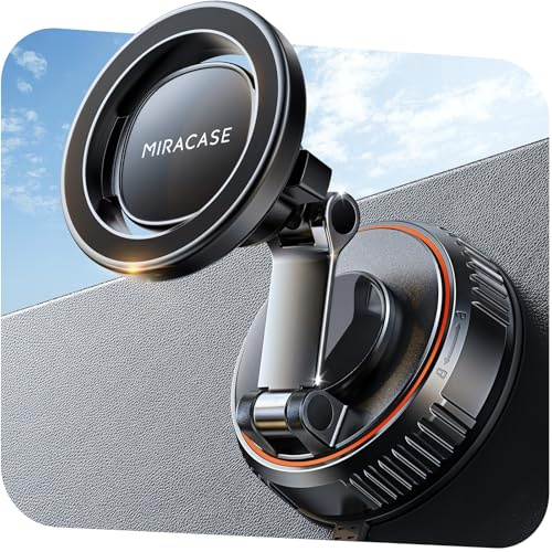 Miracase for MagSafe Car Mount [3600gf Strong Magnet & 89+LBS Suction Base] Vacuum Magnetic Phone Holder for Cars, 360° Rotatable Dashboard & Windscreen Phone Holder GPS Mount for iPhone17-12