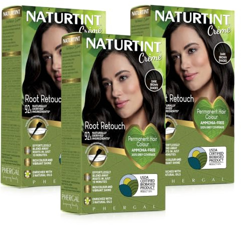 Naturtint (3 PACK) Root Retouch Creme Shades Dark Brown, 45ml