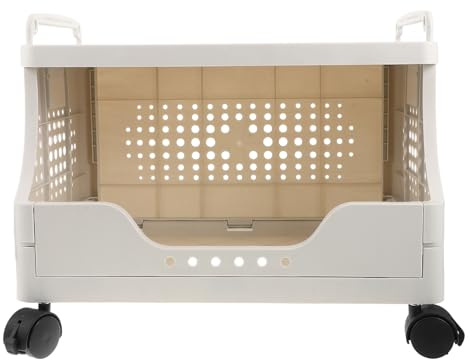 WRITWAA Carro para Impresora de Oficina con Ruedas con Bloqueo | Carro móvil Industrial | Estante de Almacenamiento de plástico para Archivos | Mesa para Impresora Debajo del Escritorio para Oficina