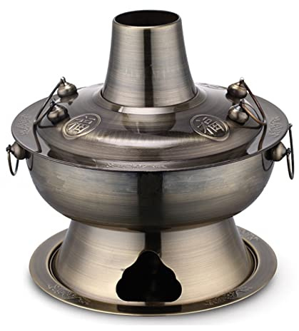 Kopparkastruller, Traditionell kinesisk koppar Hot Pot(Bronze,34cm)