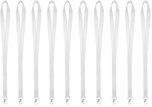 Karteo Schlüsselband mit Karabiner weiß [10 Stück] Lanyard Schlüsselbänder unbedruckt für Kartenhüllen Ausweise Zugangskarten