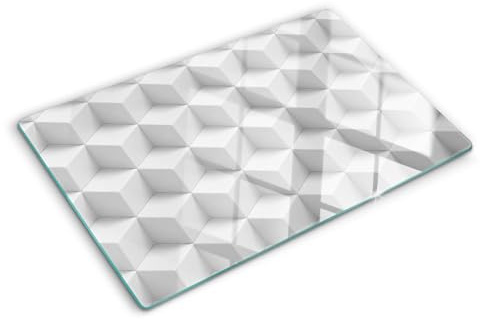 Glasschneidebrett 80x52 cm Rutschfest Silikonfüße Antibakteriell Plastikfrei Gehärtetes Glas Hitzebeständig für die Küche Dünn Glasplatte Lebensmittelecht Dekorativ - 3D
