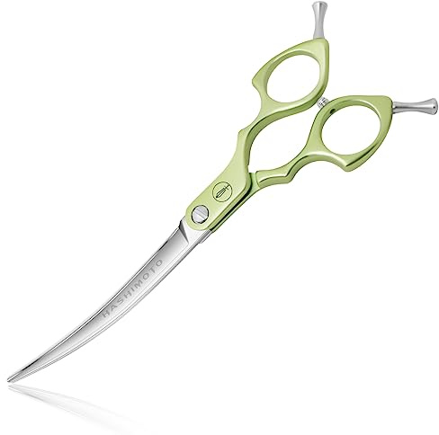 HASHIMOTO Gebogene Schere für Hundepflege, Hundepflegeschere gebogen, extrem leicht, 6.5 Zoll, 30 Grad gebogene Klinge, matte Oberfläche