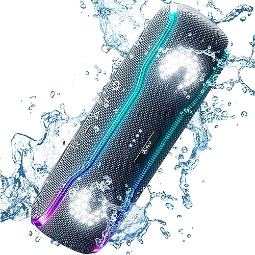 AY Enceinte Bluetooth Portable, IPX7 étanche Haut-Parleur Bluetooth avec Lumières Clignotantes Colorées et Basses Riches, Microphone Intégré,24H de Lecture,Parfait pour la Maison,Extérieur